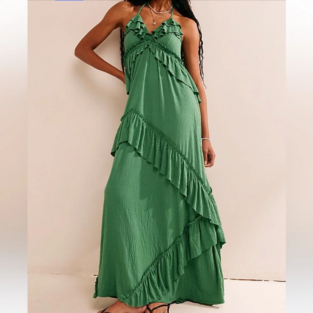 Free People Rusty Rose Tiered Maxi Dress - Picture 3 of 9